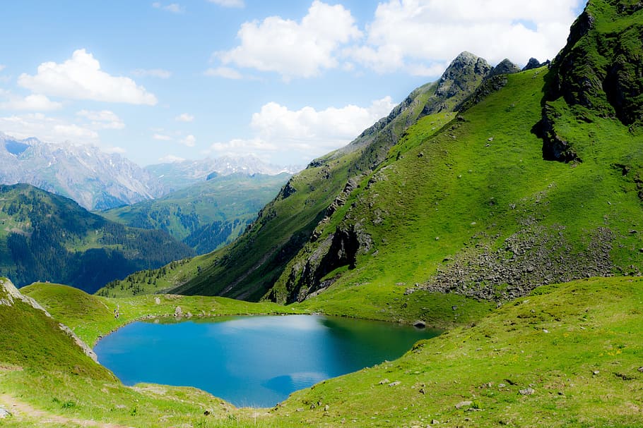hochjoch, montafon, distant, alpine, summit, water, cloud - sky HD wallpaper