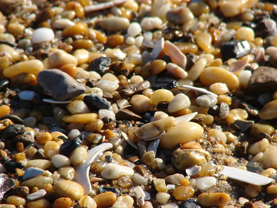 pebbles, beach, rocks, full frame, backgrounds, close-up, no people HD wallpaper