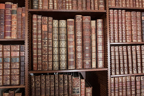 brown hardbound book lot, library, books, know, historically HD wallpaper