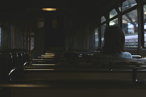 person sitting on bus chair, woman inside train, picture, journey HD wallpaper