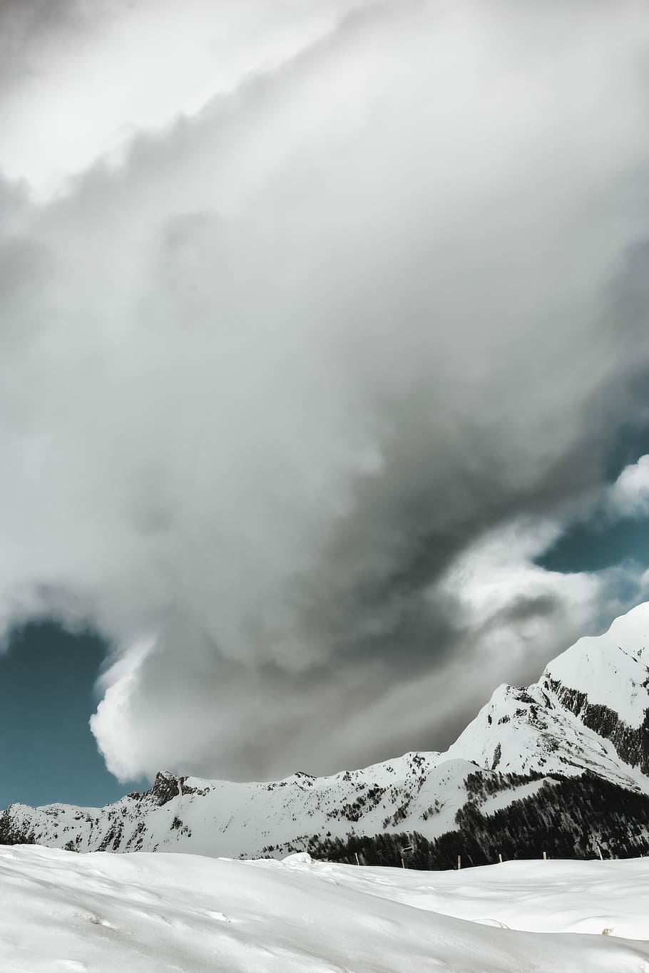 photo of ice covered mountains during cloudy daytime, white snowy mountain under white clouds HD wallpaper