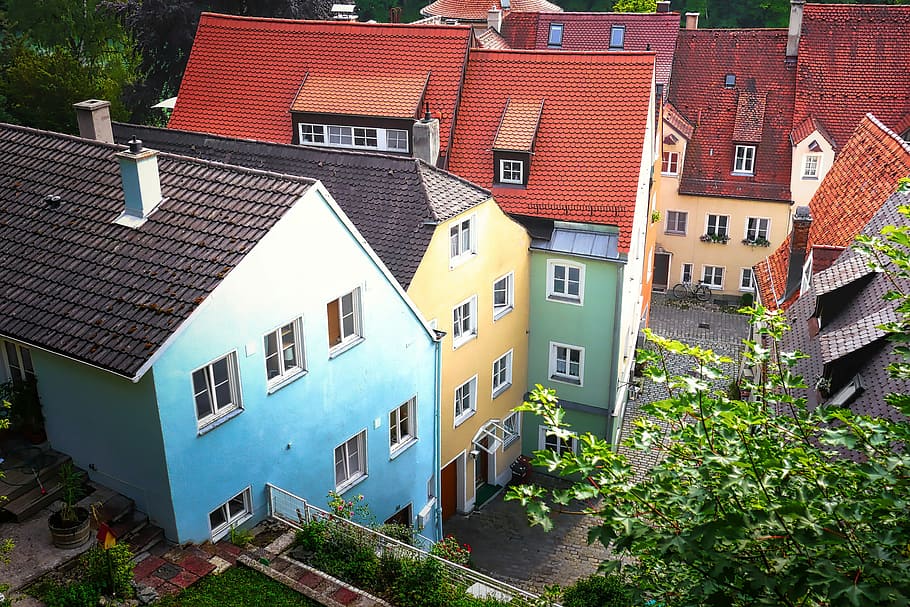 home, architecture, roof, building, old town, landsberg, hof, HD wallpaper