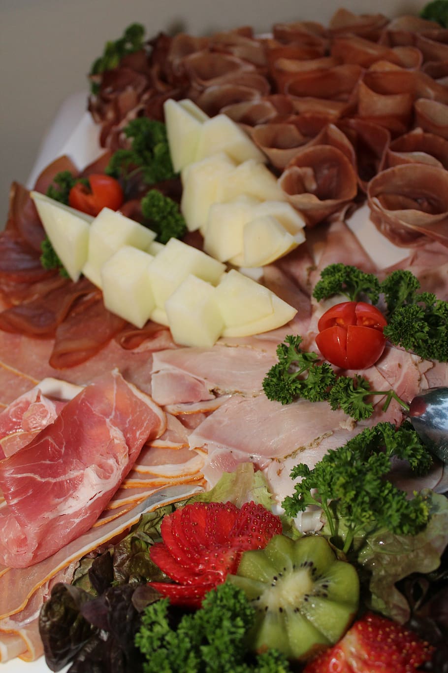 ham plate, cold buffet, eat, food, gourmet, gastronomy, frisch HD wallpaper