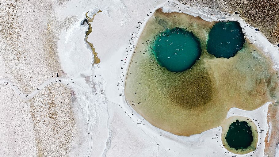 close up white and teal surface, untitled, drone view, aerial view HD wallpaper