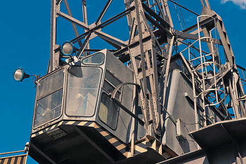 grey and black metal equipment, crane, load crane, crane systems HD wallpaper