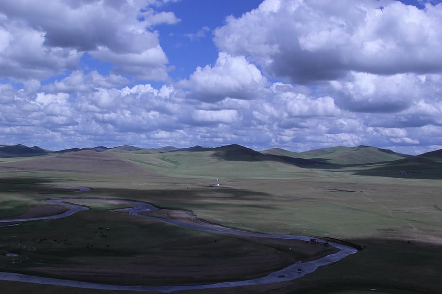 inner mongolia, prairie, blue sky, cloud - sky, environment HD wallpaper