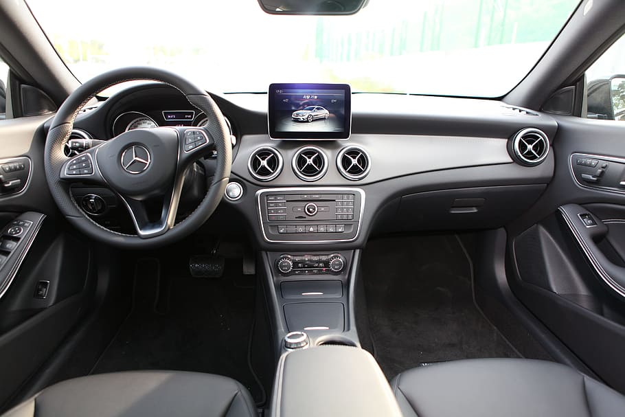 empty gray Mercedes-Benz interior, indoor, сфк, car, automatically HD wallpaper