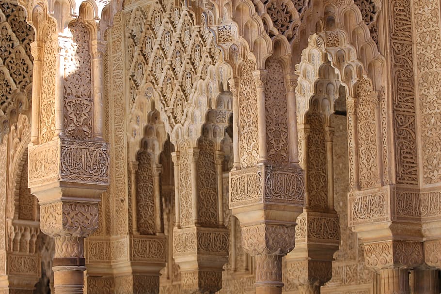 interior photography of mosque, alhambra, spain, granada, window, HD wallpaper
