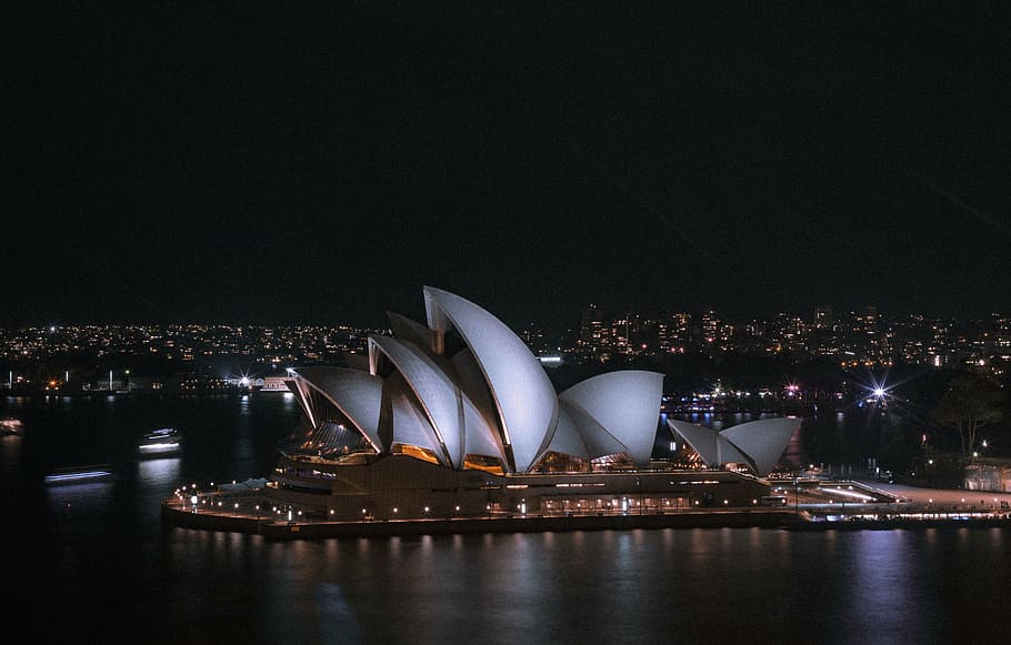 Sydney Opera House at nighttime, architecture, building, infrastructure HD wallpaper