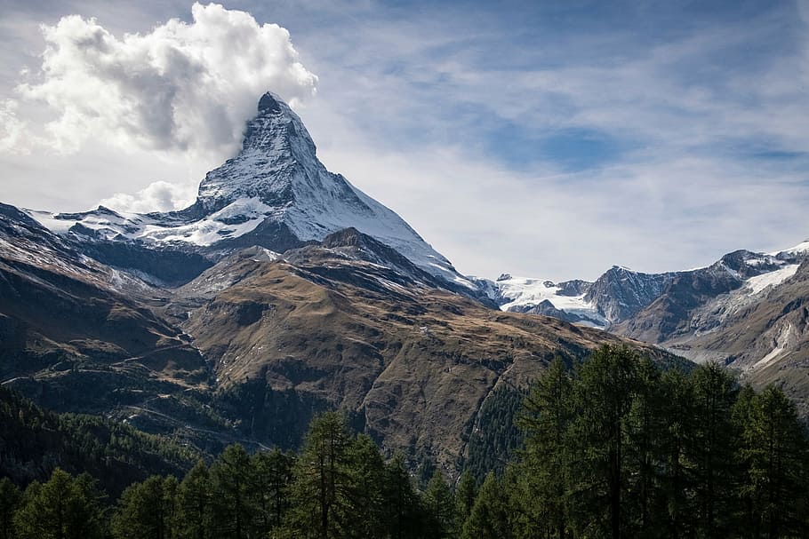 white clouds over mountain, hills, peaks, summit, landscape HD wallpaper