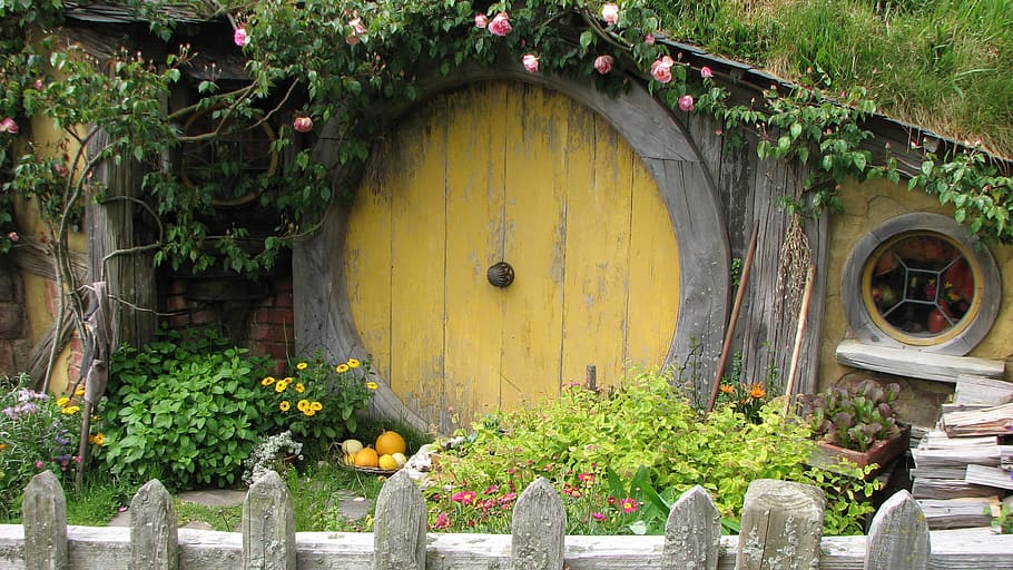 House, Hobbit, Travel, wood - Material, outdoors, flower, nature, HD wallpaper