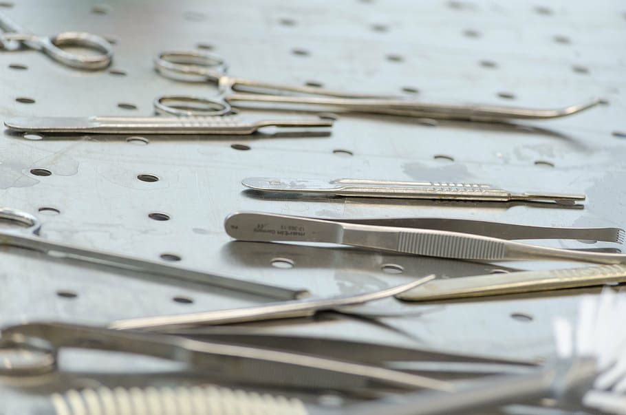 stainless steel manicurist tools, surgery, medical science, the surgeon's knife, HD wallpaper