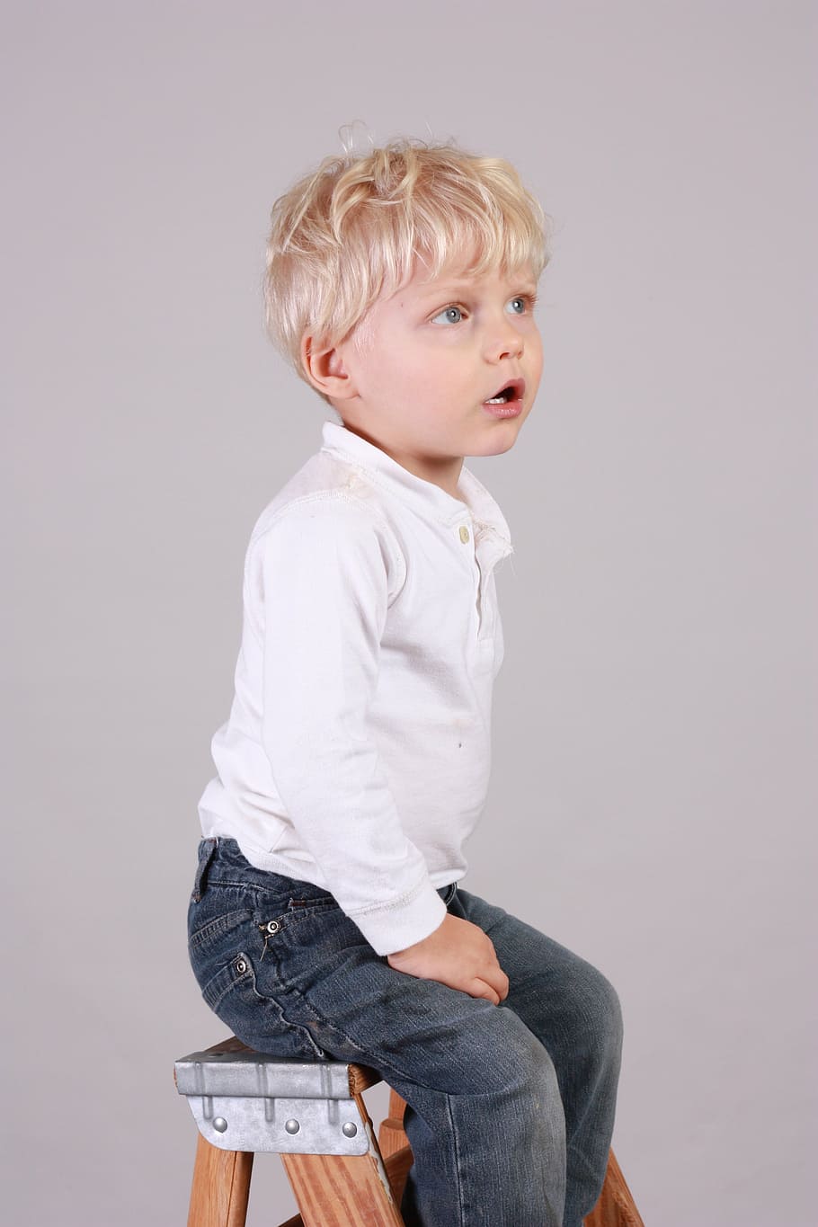 HD wallpaper: boy wearing white long-sleeved polo shirt and blue denim ...