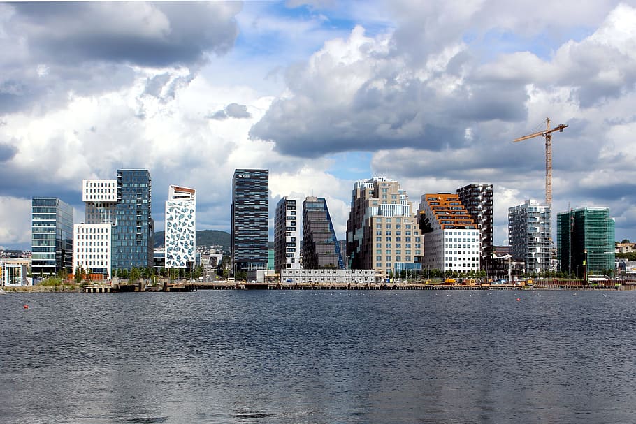 landscape photo of city across body of water, Oslo, Norway, Modern, HD wallpaper