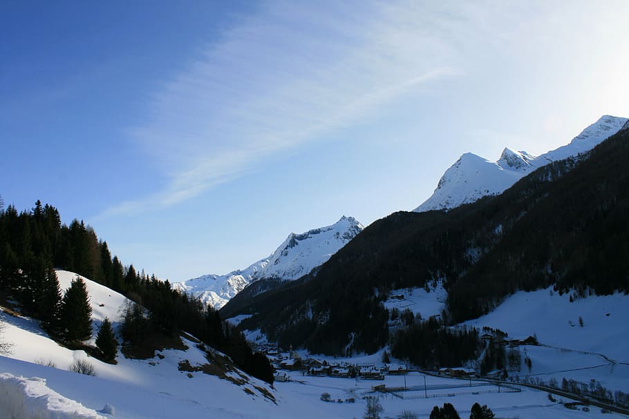 winter, mountains, snow, ski run, landscape, holiday, skiing, HD wallpaper