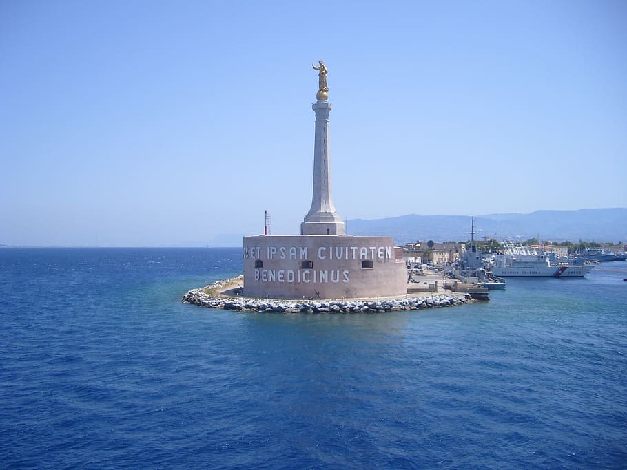 Madonnina, Sicily, Tight, travel destinations, sea, monument HD wallpaper