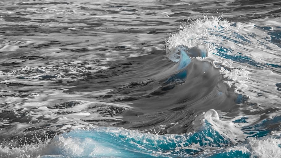 close-up photo of ocean waves, water, sea, splash, nature, foam spray HD wallpaper
