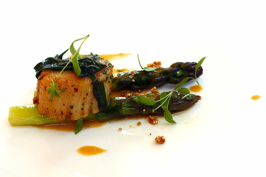 cooked dish with vegetable, asparagus, food, appetizer, kitchen HD wallpaper