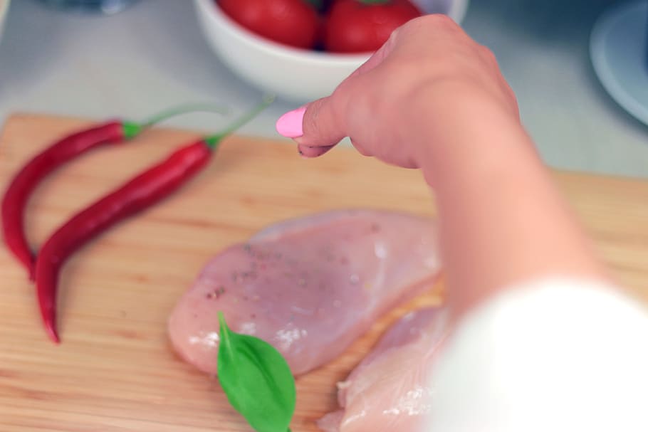 person, woman, hand, lunch, chef, cooking, cutting board, kitchen HD wallpaper