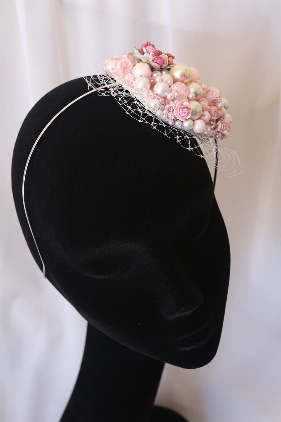pearls, wedding, bride, pink, ivory, head band, retro, fashion, HD wallpaper