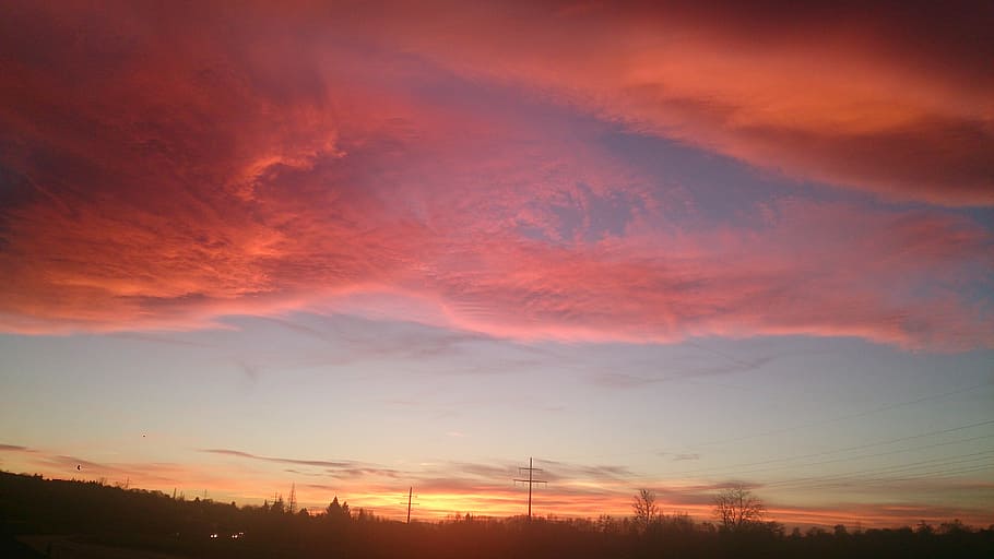 afterglow, clouds, abendstimmung, sunset, nature, dusk, sky HD wallpaper