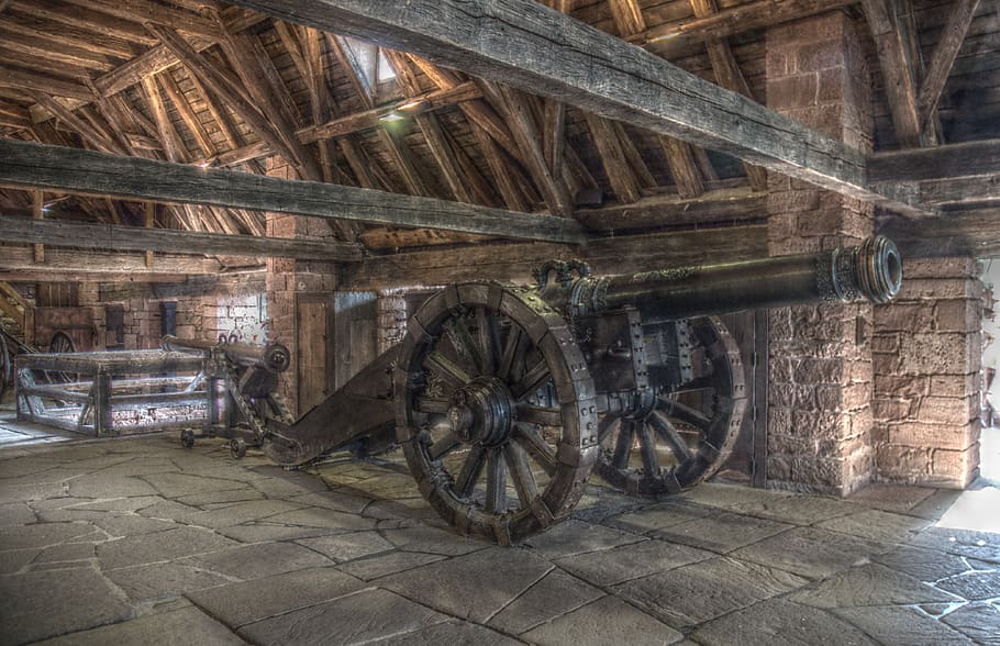 gun, old, weapon, historically, antique, castle, middle ages HD wallpaper