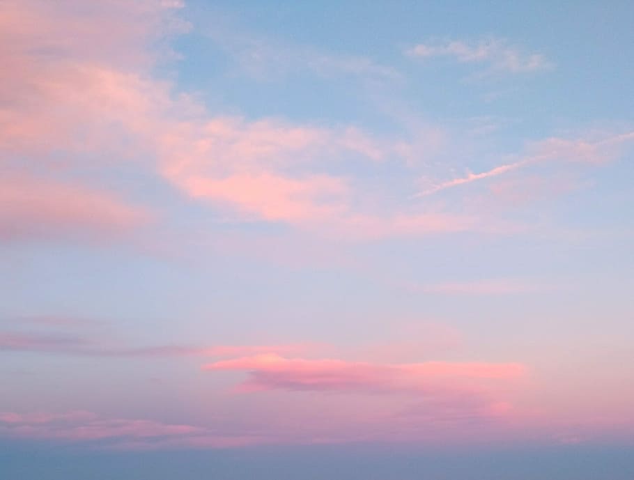 white clouds during sunset, sky, pink, nature, colours, cloud - sky, HD wallpaper