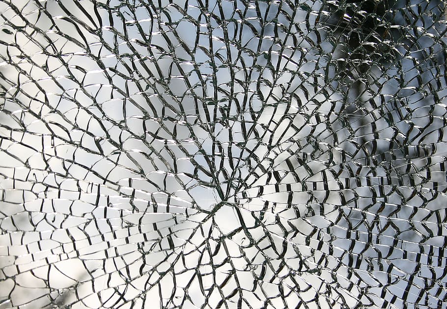 cracked mirror, fragmented, glass, broken, glass breakage, jumped