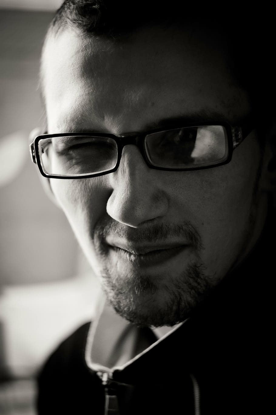 glasses, view, shadow, bristle, beard, person, portrait, headshot HD wallpaper