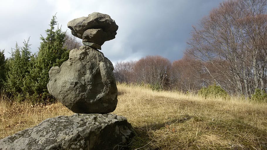 stone, height, storm, nature, rock - Object, solid, plant, tree HD wallpaper