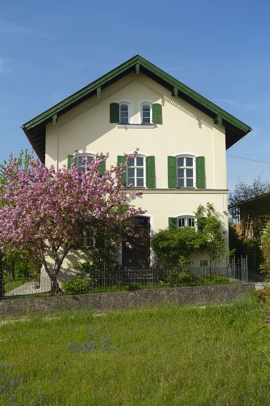 house, architecture, building, tree, facade, spring, meadow HD wallpaper