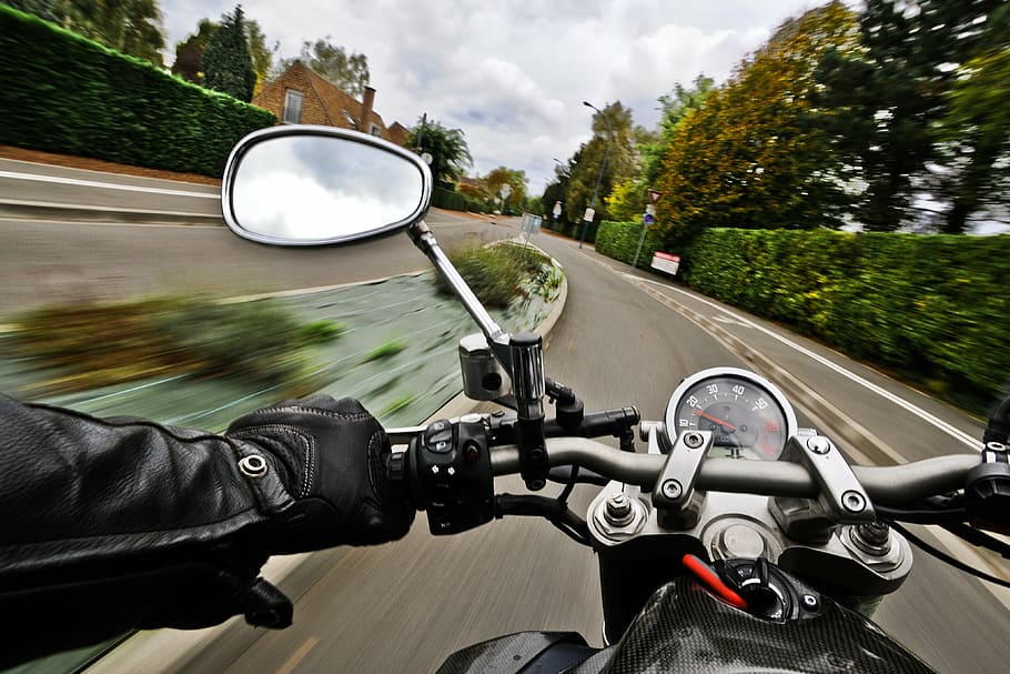 time lapse running motorcycle, road, speed, rear view mirror, HD wallpaper