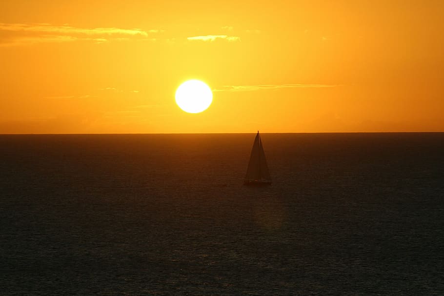 sunset, at dusk, twilight, sky, nature, sea, ocean, water, afterglow HD wallpaper