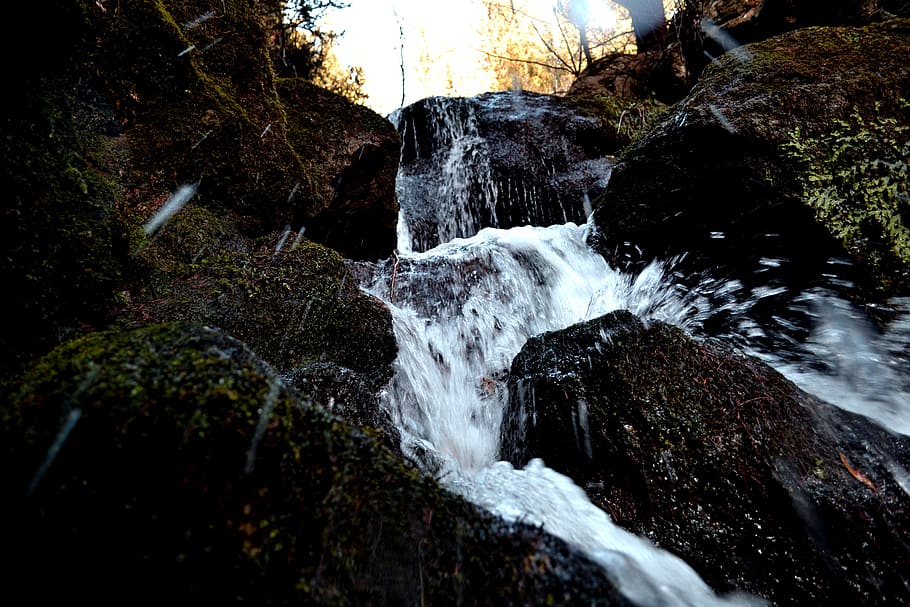 Nature, Waterfall, Rock, River, waterfalls, motion, splashing HD wallpaper