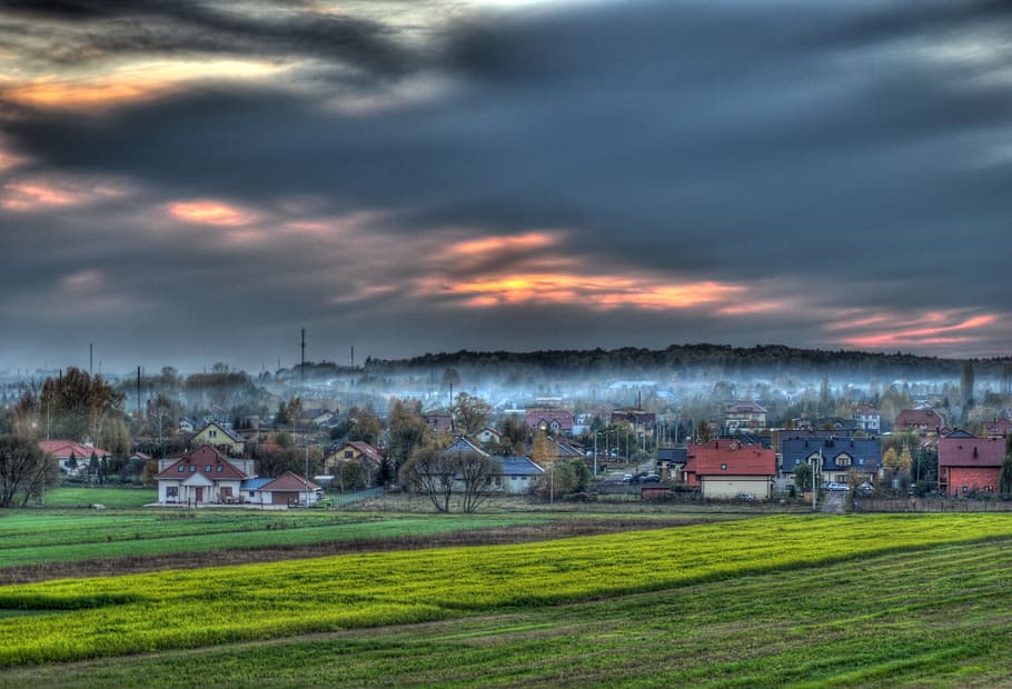 boat, high dynamic, hdr, clouds, cloud - sky, grass, architecture HD wallpaper
