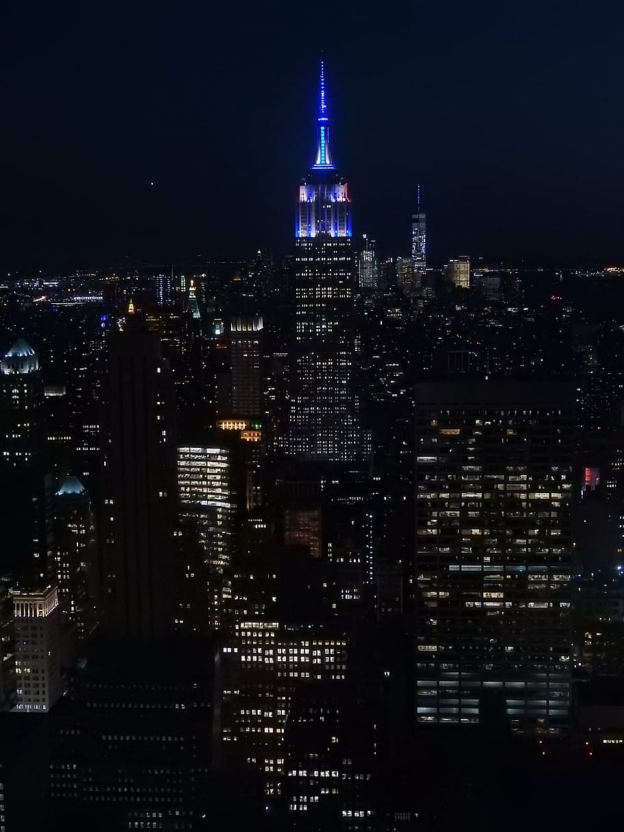 Empire State Building at nighttime, new york, city, skyscraper, HD wallpaper
