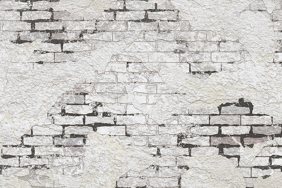 gray and black brick blocks, plaster, cracks, old, ailing, brittle, HD wallpaper