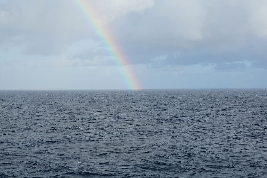 sea, ocean, rainbow, sky, water, beauty in nature, scenics - nature HD wallpaper