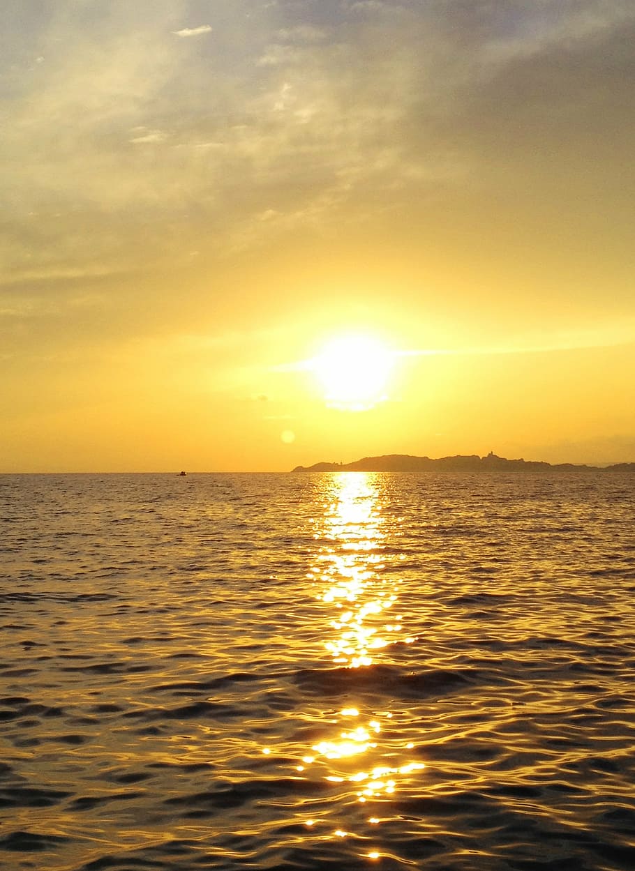 sea, sunset, sky, horizon, landscape, france, water, beauty in nature HD wallpaper