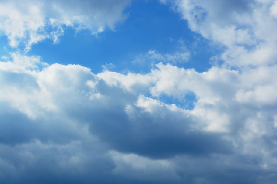 cloudy sky during daytime, clouds, nature, blue, weather, backgrounds HD wallpaper