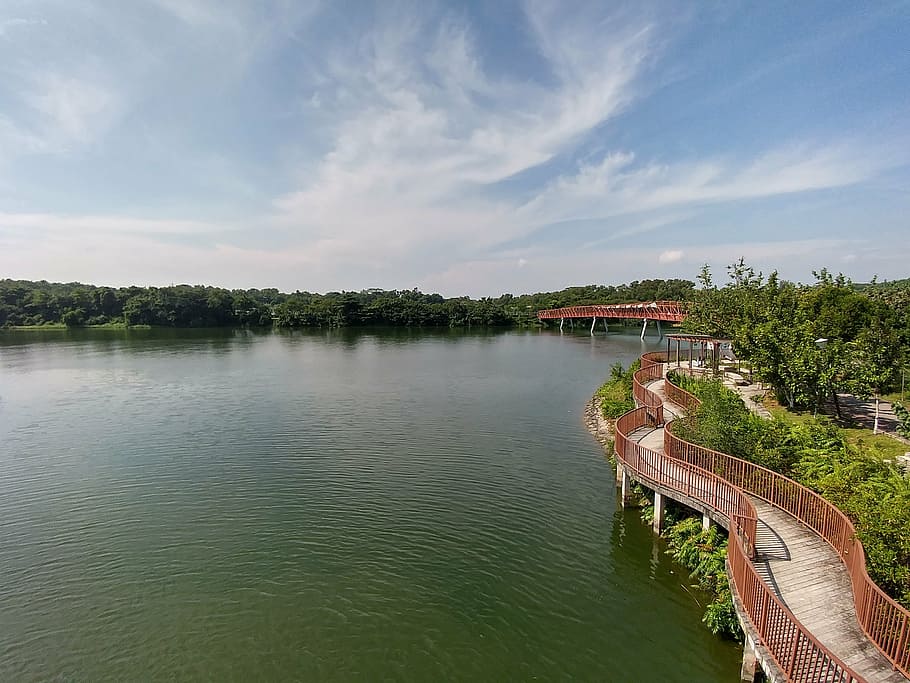 nature, outdoor, sky, clouds, bridge, calm, peace, hot weather HD wallpaper