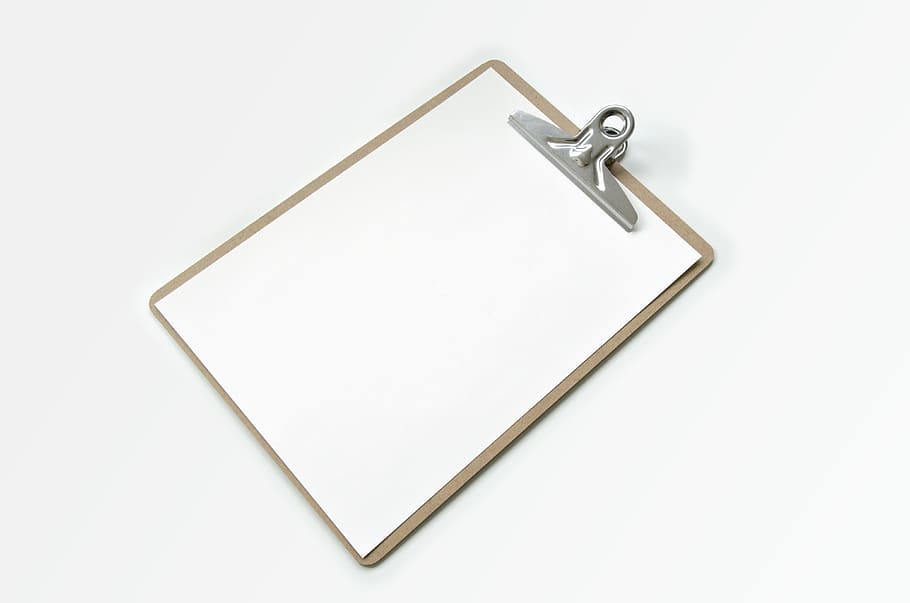 white printer paper on brown clip board, clipboard, blank, empty HD wallpaper