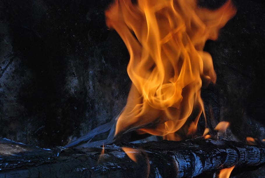 Fire, Yellow, Flame, Light, Red, Red, Black, orange, hot, burn HD wallpaper