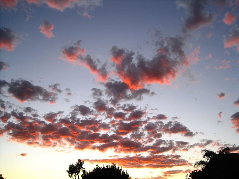 sky, clouds, scattered, dark orange, gold, sunset, cloud - sky HD wallpaper