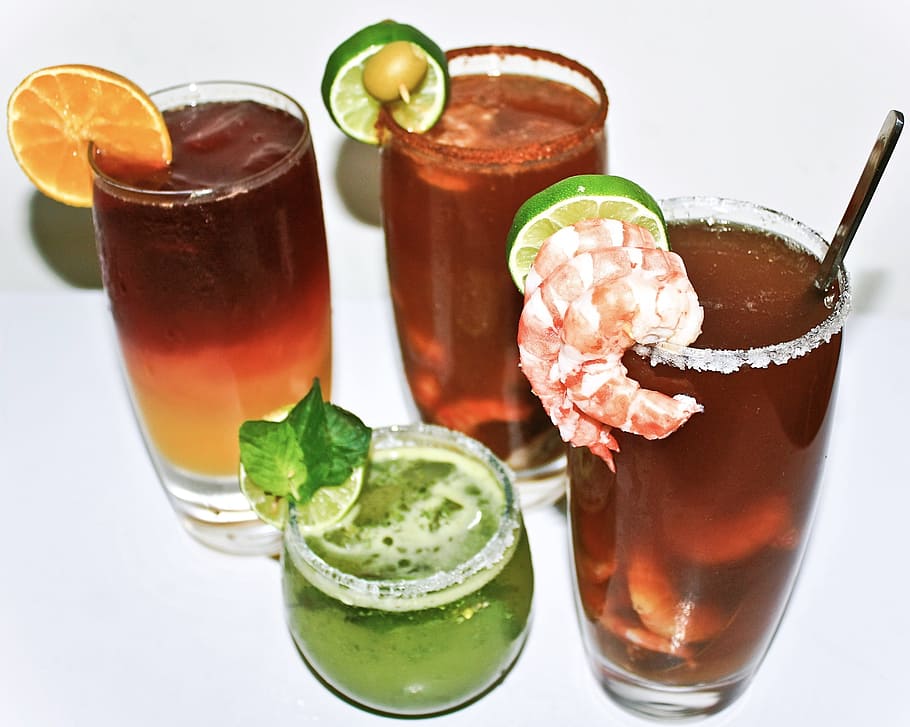 drinks, shrimp, beer, clamato, mojito, sunrise, menu, urban HD wallpaper