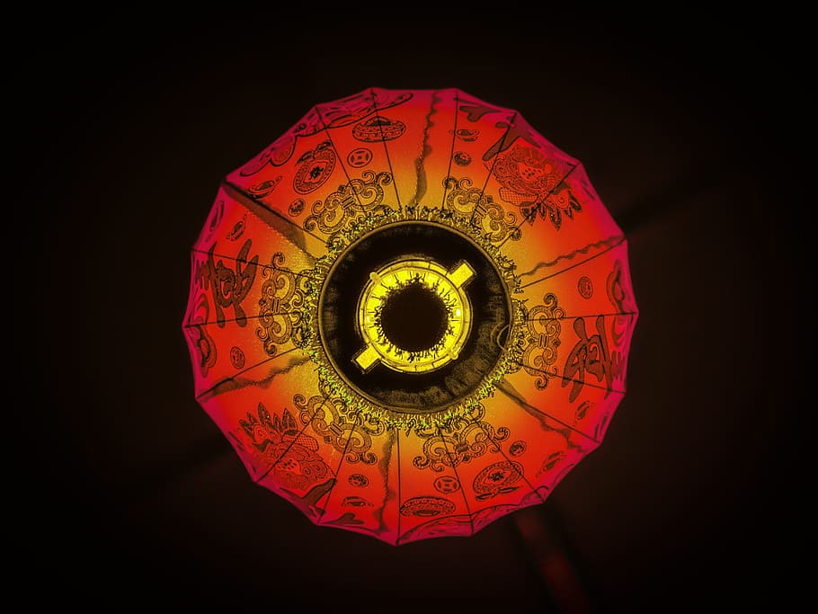 red and orange LED light, Chinese Year, Lantern, chinese year new
