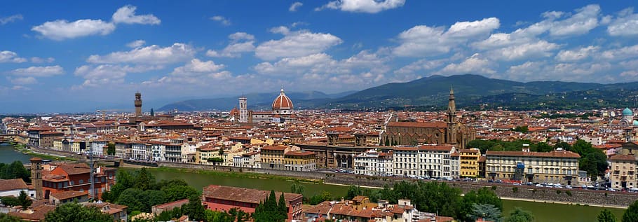 panoramic, panorama, architecture, city, florence, italy, church, HD wallpaper