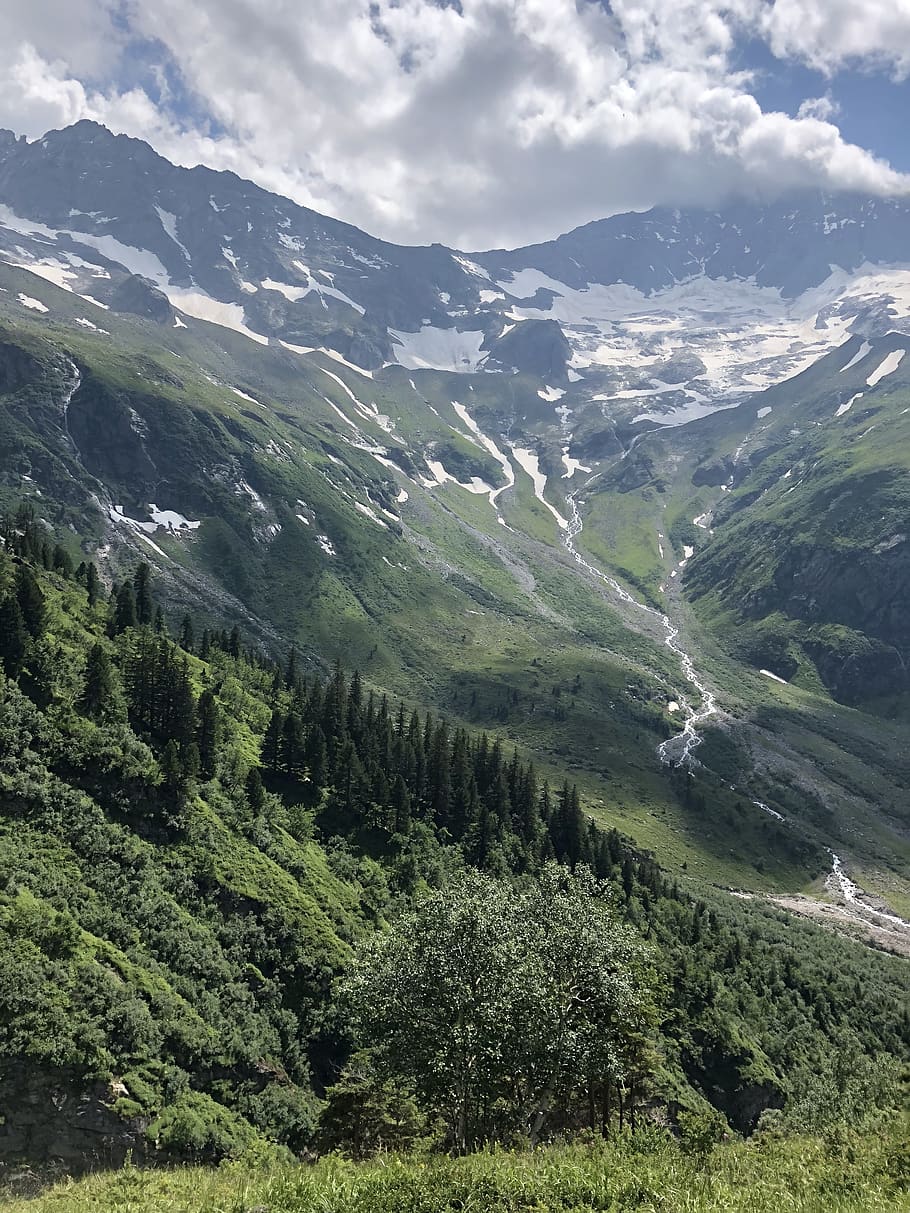 mountains, alpine, landscape, clouds, forest, hiking, scenics - nature HD wallpaper