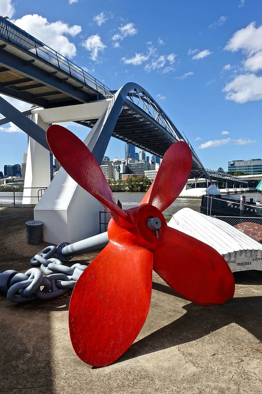 propeller, red, ship, port, spin, relic, transportation, colorful HD wallpaper
