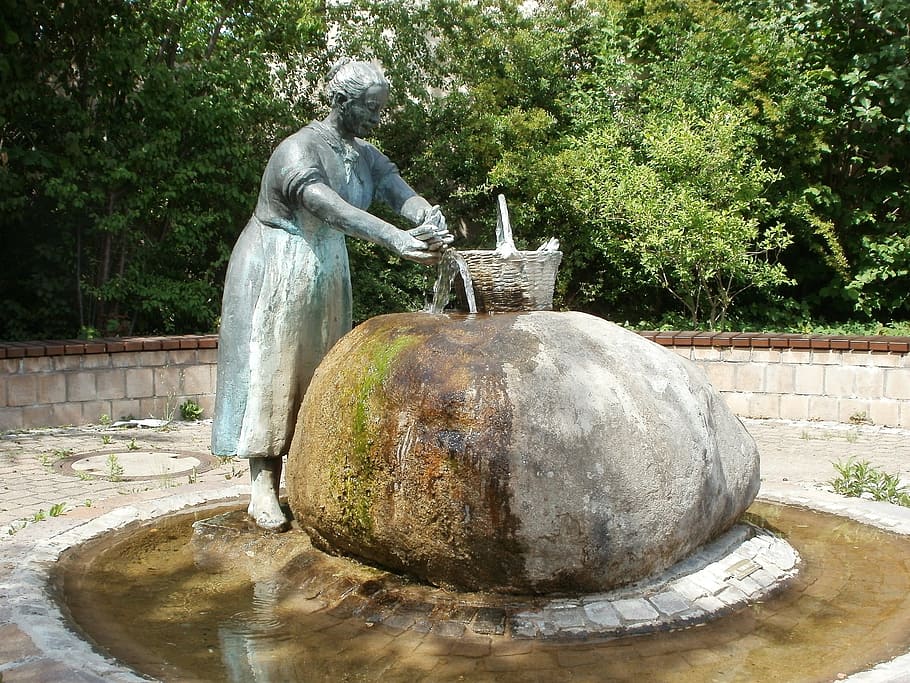 fountain, sculptures, architecture, statue, water, landmark HD wallpaper